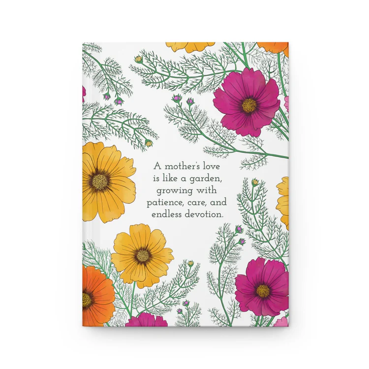 A Mother's Love Journal Featuring Hand-Drawn Cosmo Flowers